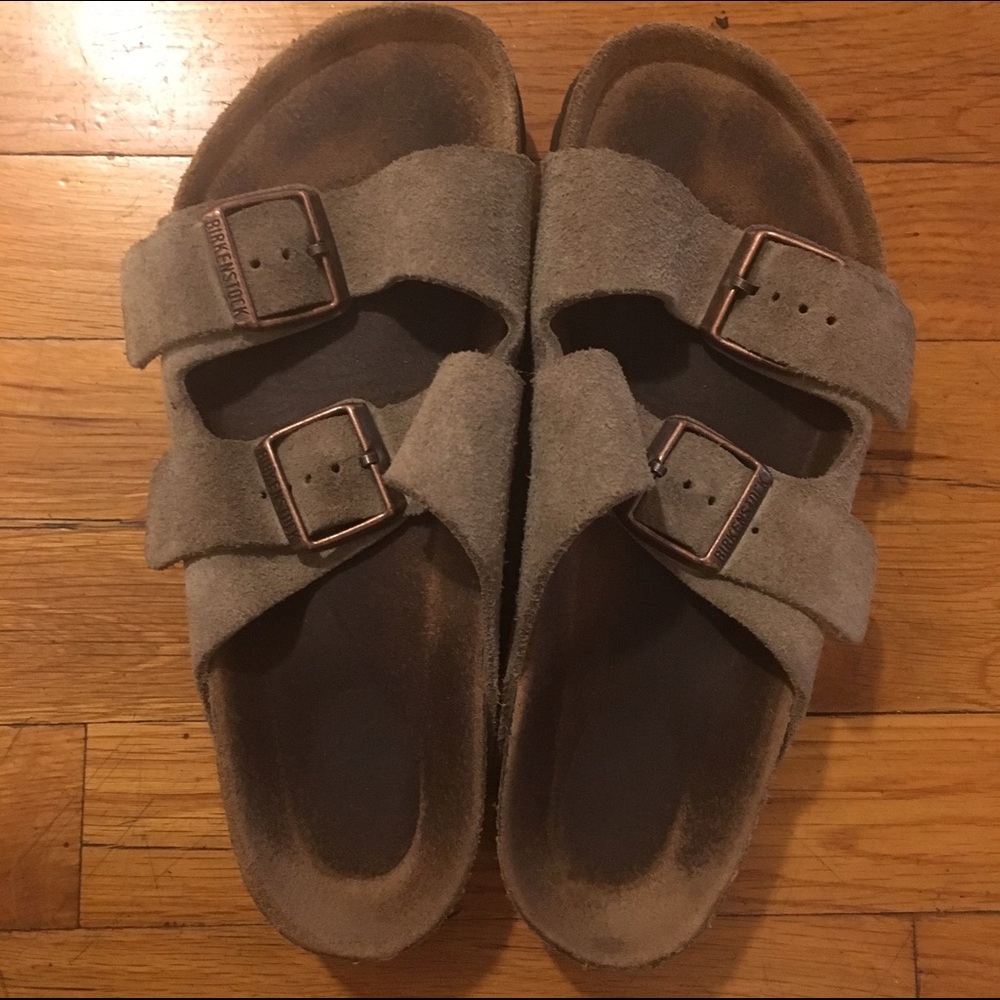 BIRKENSTOCKS Arizona Taupe Suede with soft footbed